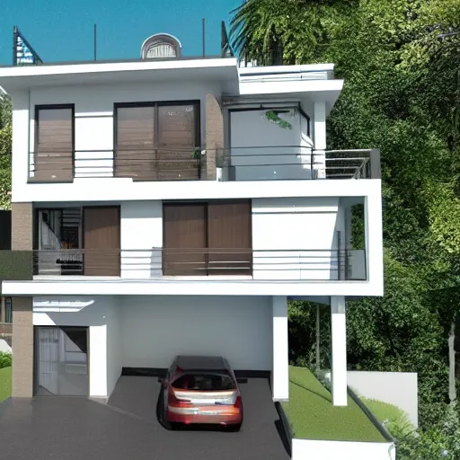 Modern house size 400 ft with four floors with lower parking with double height on the mountain with front pool and the last floor terrace with view to the horizon