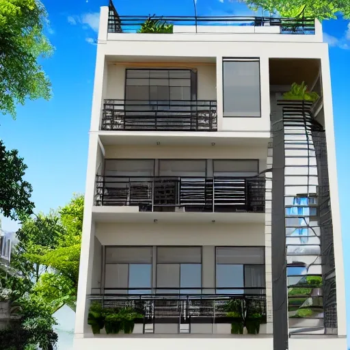 100 ft house with 4 floors balconies urban dweller