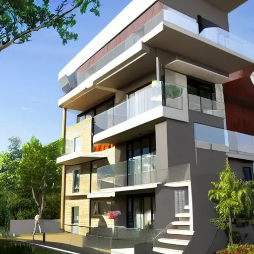 100 ft house with 4 modern floors balconies urban environment