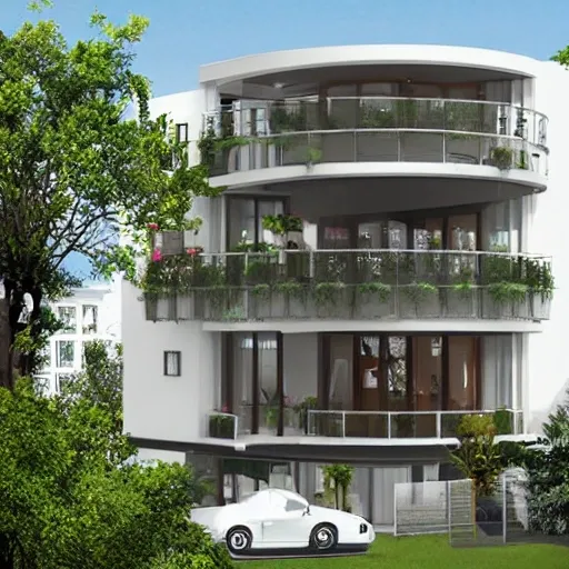 100 ft house with 4 modern floors balconies urban environment