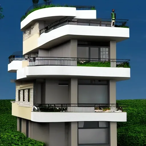 100 ft house with 4 floors balconies urban dweller modern architecture 