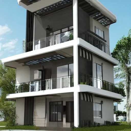 100 ft house with 4 floors balconies urban dweller modern architecture furista