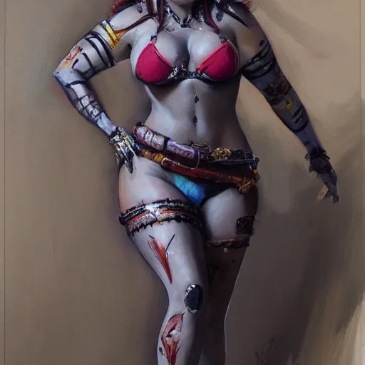 portrait full body female Russian concubine with slim curvy body painting by gaston bussiere, greg rutkowski, yoji shinkawa, yoshitaka amano, tsutomu nihei, donato giancola, tim hildebrandt, oil on canvas, trending on artstation, featured on pixiv, cinematic composition, extreme detail, metahuman creator

,(best quality:1.4), ((masterpiece)),((realistic)), (detailed),

Negative prompt: paintings, sketches, (worst quality:2.0),(normal quality:2.0), (low quality:2.0), lowres, ((monochrome)), ((grayscale))(monochrome:1.1), (shota:1.5), ((disfigured)), ((bad art)),((NSFW)), bad-hands-5,
Steps: 20, Sampler: DDIM, CFG scale: 7, Seed: 4141018083, Size: 512x768, Model hash: 32c4949218, Model: V08_V08, Denoising strength: 0.5, ENSD: 31337, Hires upscale: 2, Hires steps: 20, Hires upscaler: 4x-UltraSharp