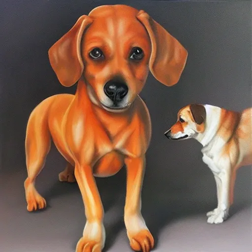 , 3D, Oil Painting, Cinematic dog body