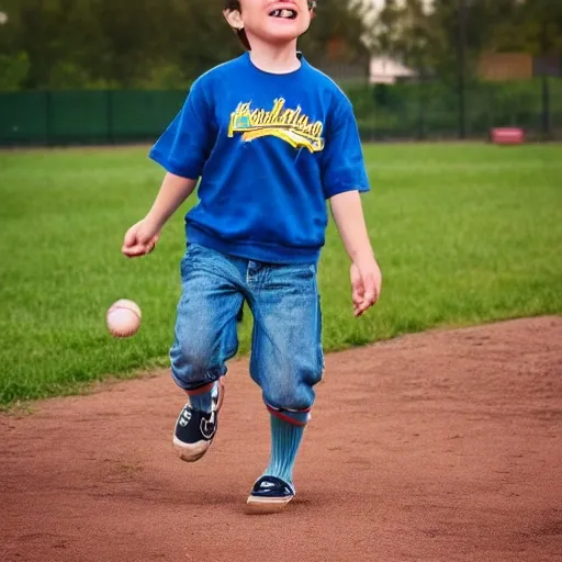 kind dog playing baseball with boy