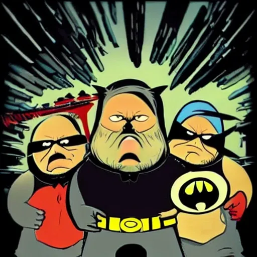 angry fat bearded batman band
