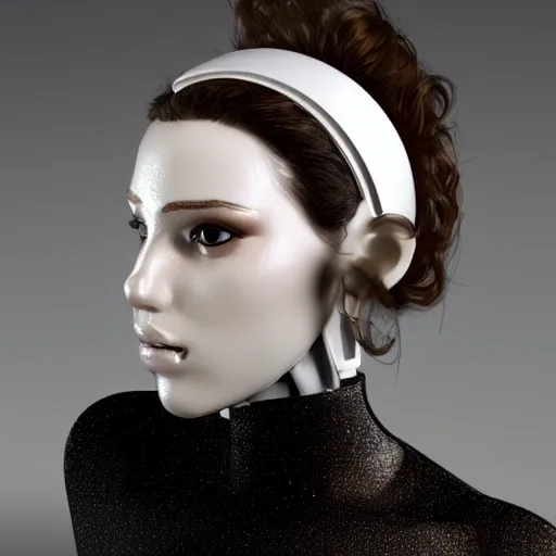 complex 3d render ultra detailed of a beautiful porcelain profile woman android face, cyborg, robotic parts, 150 mm, beautiful, 3D