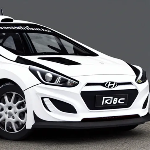 Hyundai i30 2008 rally car white and black