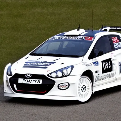 Hyundai i30 2008 rally car white and black