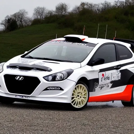 Hyundai i30 2008 rally car white and black, 3D