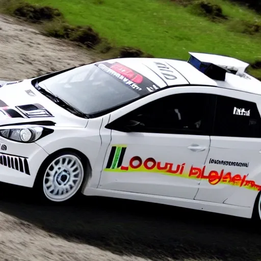 Hyundai i30 2008 rally car white and black, 3D