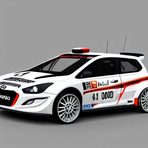 Hyundai i30 2008 rally car white and black, 3D