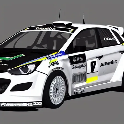 Hyundai i30 2008 rally car white and black, 3D