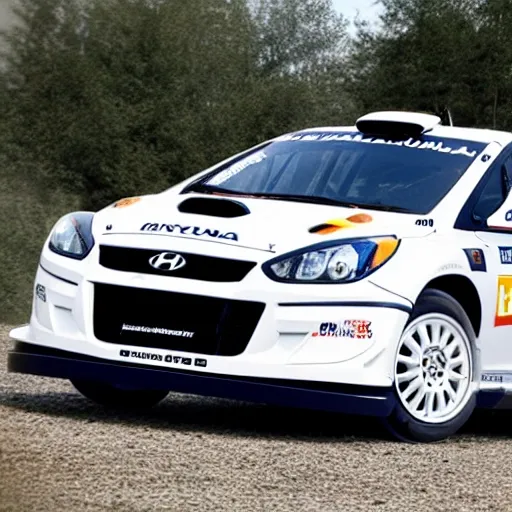 Hyundai i30 2008 rally car white and black, 3D, 3D