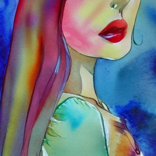The girl is beautiful, Water Color