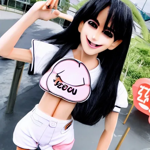 best quality,photorealistic, masterpiece, (1girls), pretty face, extremely_detailed_eyes_and_face, slim,(slender waist), ((puffy eyes)), (Kpop idol), (aegyo sal), black hair,
1girl, smile, tight white shirt, blush,tight denim shorts,(bent_over:1.5),She gave a look of enjoyment, <lora:koreanDollLikeness_v10:0.3> <lora:japaneseDollLikeness_v10:0.2>
