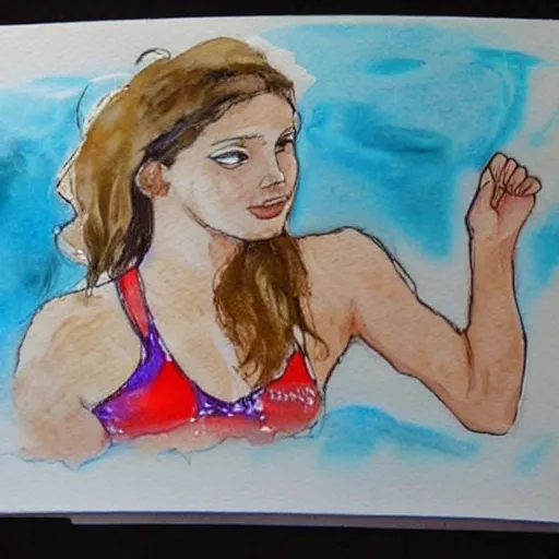 The most beautiful female swimmer, Water Color