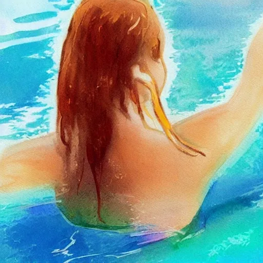 The most beautiful female swimmer, Water Color