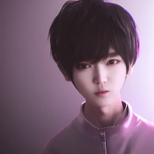 k pop, 3d anime style, absurdly cute korean male, doll like, short black hair, an ultrafine hyperrealistic render, intricate linework, unreal engine highly rendered, global illumination, radiant light, intricate detailed face, 4K, realistic shadows, looking at you, vibrant colors, perfect symmetrical eyes, night, full body