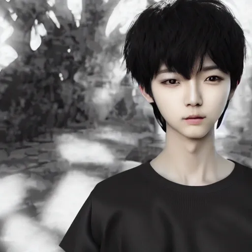 k pop, 3d anime style, absurdly cute korean male, doll like, short black hair, an ultrafine hyperrealistic render, intricate linework, unreal engine highly rendered, global illumination, radiant light, intricate detailed face, 4K, realistic shadows, looking at you, vibrant colors, perfect symmetrical eyes, night, Whole face,