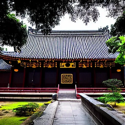 The Yama Hall, also known as the Yanluo Hall or the Yanluo Temple, is a place of worship dedicated to the Chinese deity Yanluo, who is the ruler of the underworld and the judge of the dead. The hall is typically located in a temple or cemetery, and is said to be a somber and intimidating place. It is often depicted as a large, imposing building with tall pillars and heavy, wooden doors, and is surrounded by dark and foreboding landscapes, such as mountains, forests, or swamps. The interior of the hall is typically decorated with statues and images of Yanluo and other underworld deities, and is filled with the sound of mournful music and chanting. Overall, the Yama Hall is a place of reverence and solemnity, and is associated with death, judgment, and the afterlife., 3D