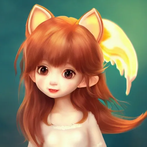 child comic style,glowing ,colloid luminescence,full body shot,highly detailed ,delicate picture,cute 3D  have beautiful facial features,long colorfull hair, soft fox ears,close up,8K,studio lighting