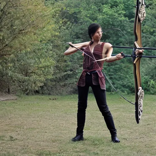 person using bow and arrow