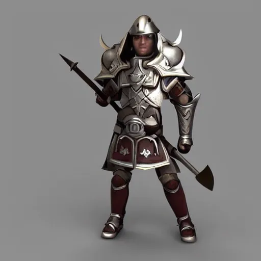 paladin with shield and ax, 3D