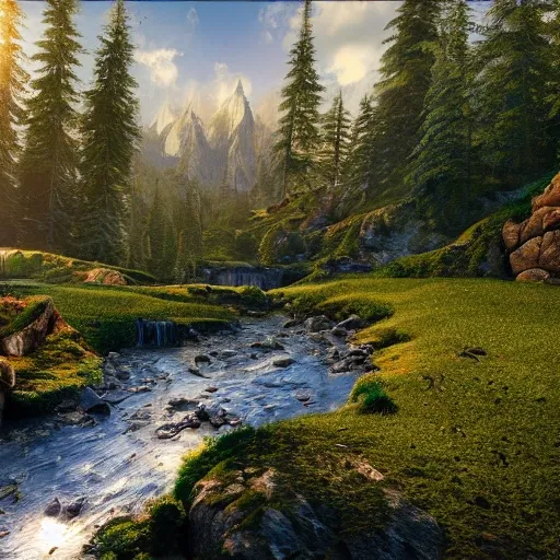 A realistic beautiful natural landscape, 4k resolution, hyper detailed