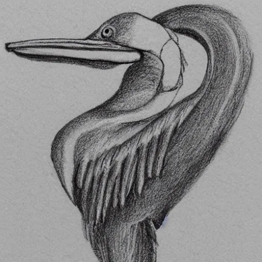 cute pelican face to use on a logo. , Pencil Sketch