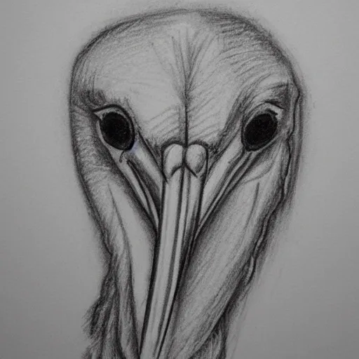 cute pelican face to use on a logo. , Pencil Sketch, Cartoon