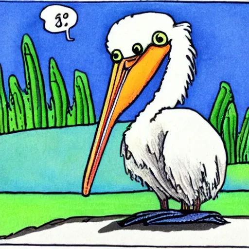 cute pelican, Cartoon