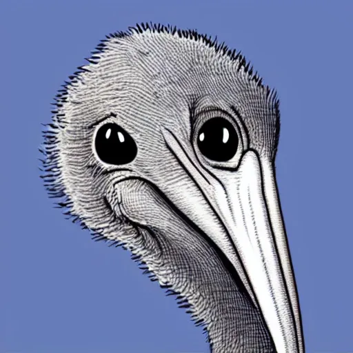 cute smiling pelican face, Cartoon style