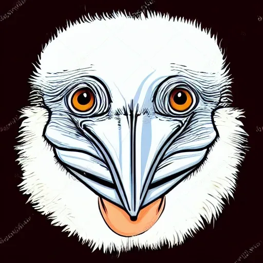 cute smiling pelican face, Cartoon style