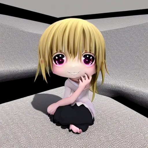 3d anime chibi girl sitting - Arthub.ai