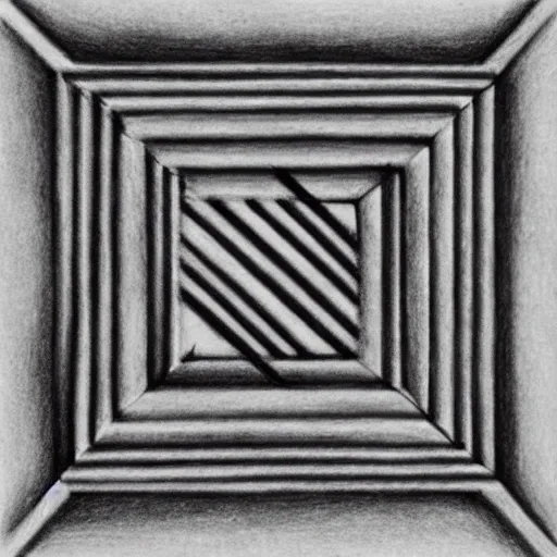 transcendental geometry, intertwined square knot, Pencil Sketch,
