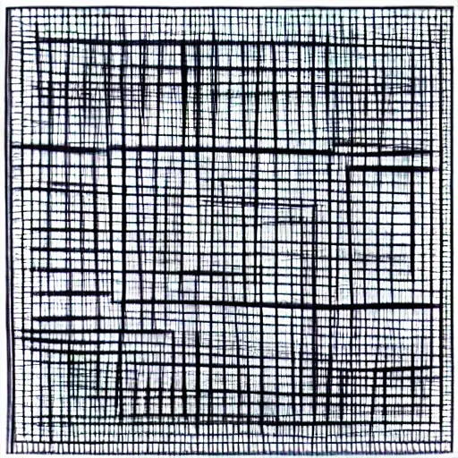 transcendental geometry, squares with interlinked lines, Pencil Sketch,
