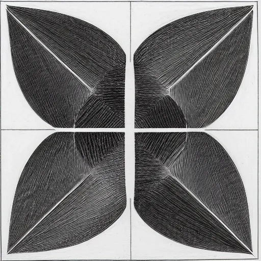 transcendental geometry, four squares with interlinked lines, Pencil Sketch,
