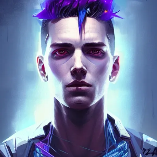 a beautiful portrait of a 25 year old cyberpunk boy by greg rutk ...