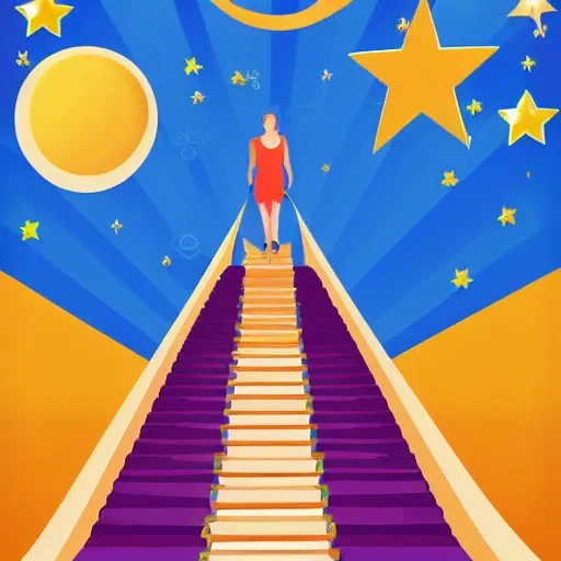 poster stars rise stairs success vector blue