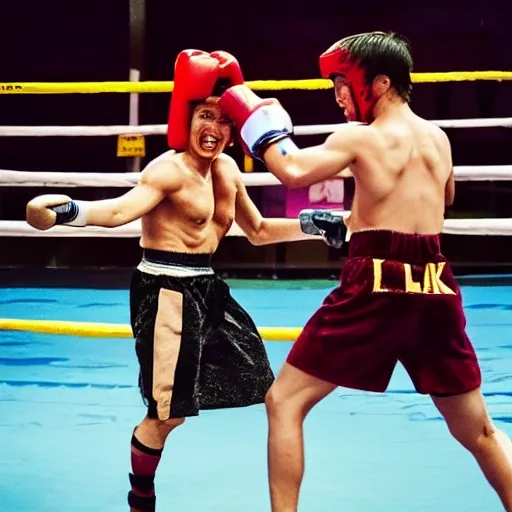 A Yak Fighting a Llama in Kickboxing