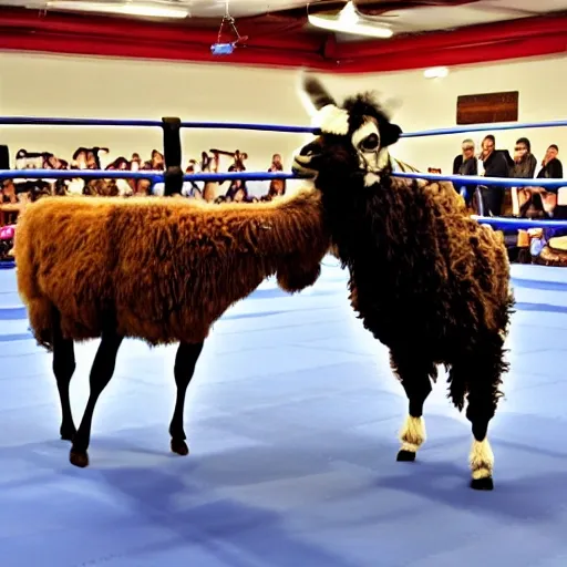 A Yak Fighting a Llama in Kickboxing