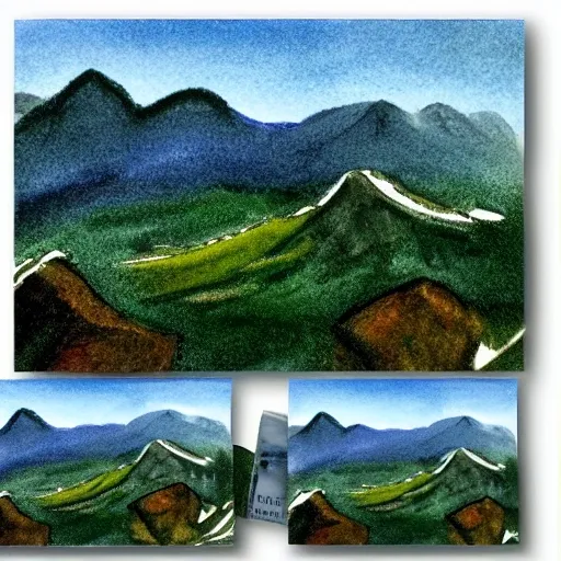 mountain Montserrat , , 3D, Water Color