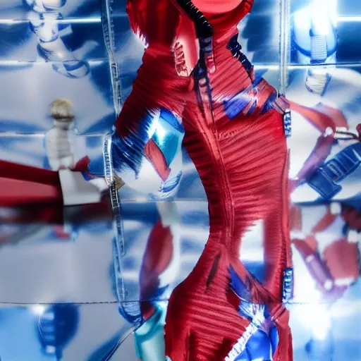 bestquality,highlydetailed,masterpiece,ultra-detailed,solo,1girl,(Delicateeyes),plugsuit,ayanami_rei,(bodysuit:1.2),
(Skin-tight leather:1.3),(light reflection:1.2),,red_eyes,solo,simple_background,pilot_suit,short_hair,blue_hair,bangs,interface_headset,turtleneck,hair_between_eyes,skinny,parted_lips,looking_at_viewer, small breasts,cleavage, (wariza),seductive smile,
<lora:koreanDollLikeness_v15:0.5>