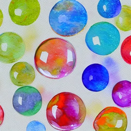 various soap bubbles without background, Water Color