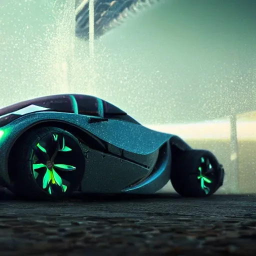 a future car run under the sea,Cool wheels,tricicle,spaceship,Strange sights,cyberpunk,realistic,Cinematic light,cinematic shot,glowing tires,cool body lighting,FHD,1080P,2K,4K,8K