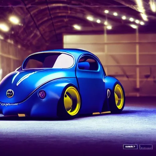 a future racing car, cool wheels, futuristic fusca retro, cyberpunk, realistic, cinematic light,glowing tires, cool body lighting, 4K, 8K