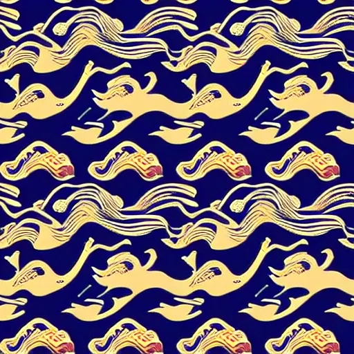 Japanese patterns of Nami the great wave, traditional japanese design, repeating patterns design, fabric art, flat illustration, dark-core, highly detailed clean, vector image, photorealistic masterpiece, professional photography, simple field background, isometric, bright vector