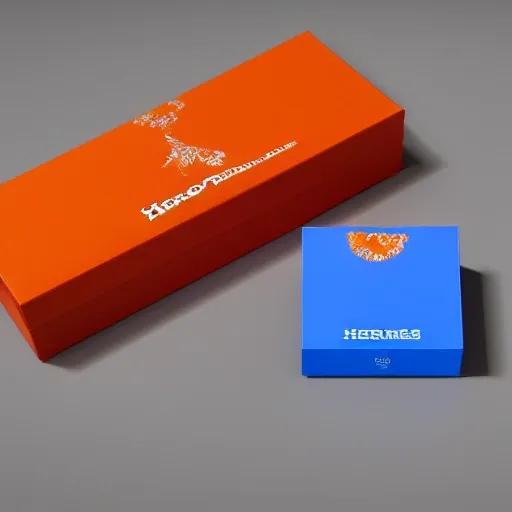 In-studio shooting，Package Design,hermes，a branded box with blue ...