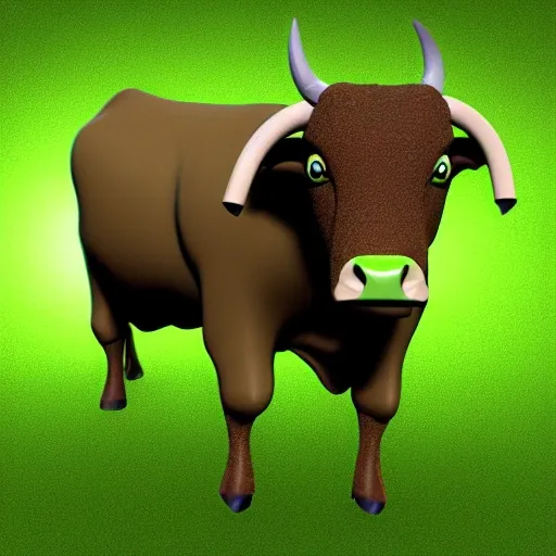 , 3D green animated bull full quality
